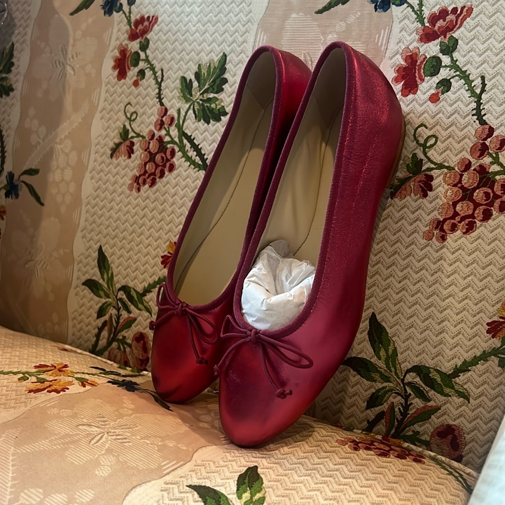 Anthropologie Maeve pink metallic ballet flats sz 6